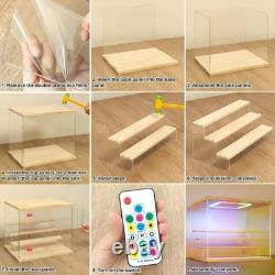 Clear Acrylic Case Light Dustproof Display Box 5Tier 12inch