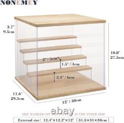 Clear Acrylic Case Light Dustproof Display Box 5Tier 12inch