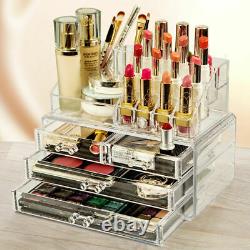 Clear Acrylic Cosmetic Organiser with Drawers Makeup Jewelry Display Box Case