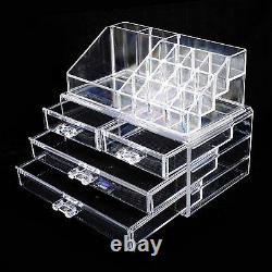 Clear Acrylic Cosmetic Organiser with Drawers Makeup Jewelry Display Box Case