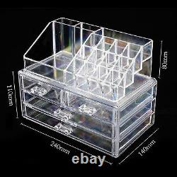 Clear Acrylic Cosmetic Organiser with Drawers Makeup Jewelry Display Box Case