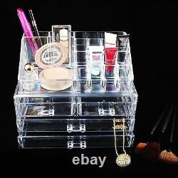 Clear Acrylic Cosmetic Organiser with Drawers Makeup Jewelry Display Box Case