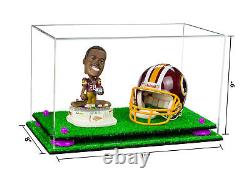 Clear Acrylic Display Case Box with Purple Risers & Turf Base 15x8x9(A013)