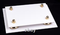 Clear Acrylic Display Case-Rectangle with Gold Risers & White Base (A003)