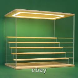 Clear Acrylic Display Case Stand with LED Light 2/3/4/5/6 Tier Storage Box Sh
