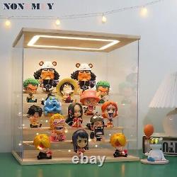 Clear Acrylic Display Case Stand with LED Light 2/3/4/5/6 Tier Storage Box Sh