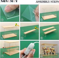 Clear Acrylic Display Case Stand with LED Light 2/3/4/5/6 Tier Storage Box Sh