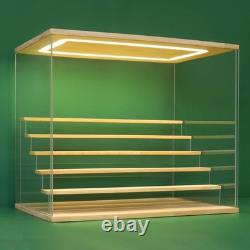 Clear Acrylic Display Case Stand with LED Light Tier Storage Box Showcase