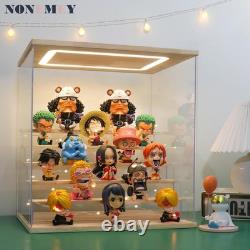 Clear Acrylic Display Case Stand with LED Light Tier Storage Box Showcase