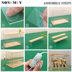 Clear Acrylic Display Case Stand with LED Light Tier Storage Box Showcase