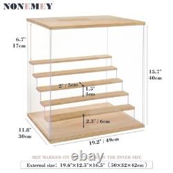 Clear Acrylic Display Case Stand with LED Light Tier Storage Box Showcase
