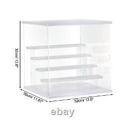 Clear Acrylic Display Case with LED Light 4 Tier Dustproof Showcase Boxes