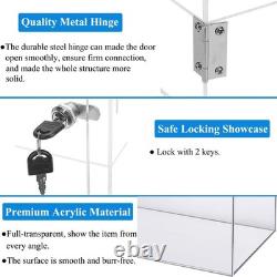 Clear Acrylic Display Case with Lock, Shelves & Door for Collectibles 11.8x