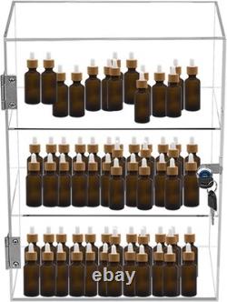 Clear Acrylic Display Case with Lock, Shelves & Door for Collectibles 11.8x