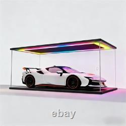 Clear Acrylic Display Case with RGB LED Light, Dustproof Showcase Display Box