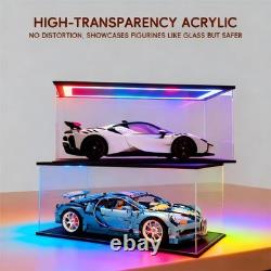 Clear Acrylic Display Case with RGB LED Light, Dustproof Showcase Display Box