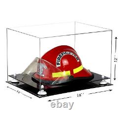 Clear Acrylic Fireman's Helmet Large Display Case with White Risers (A014-WR)