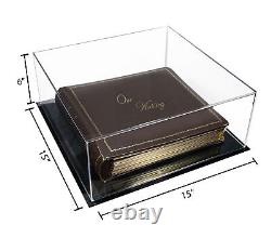 Clear Acrylic Photo Album Display Case with Black Base 15 x 15 x 6 (A030A)
