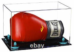 Clear Acrylic Single or Double Boxing Glove Display Case with Blue Risers (A011)