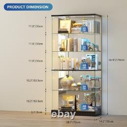 Clear Display Cabinet with RGB Lights, Lockable Glass Curio Cabinet Display Case
