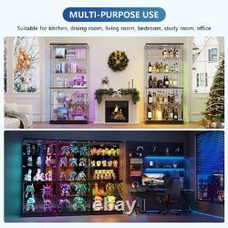 Clear Display Cabinet with RGB Lights, Lockable Glass Curio Cabinet Display Case