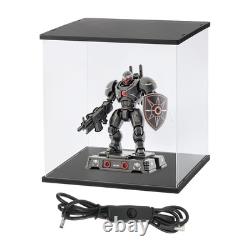 Clear Display Case, Figure Display Boxes with Square light, 10x10x15, Black