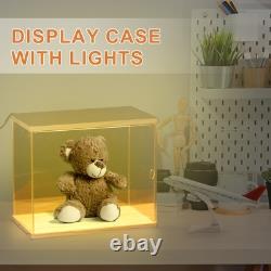 Clear Display Case, Figure Display Boxes with Square light, 10x10x15, Black