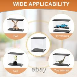 Clear Display Case, Figure Display Boxes with Square light, 10x10x15, Black