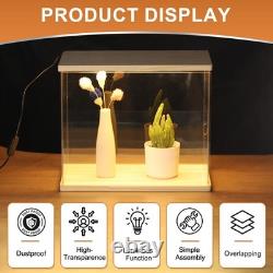 Clear Display Case, Figure Display Boxes with Square light, 12x12x13, Wood