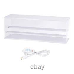 Clear Display Case, Figure Display Boxes with Square light, 24x7x8, White