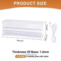 Clear Display Case, Figure Display Boxes with Square light, 24x7x8, White