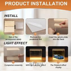 Clear Display Case, Figure Display Boxes with Square light, 24x7x8, White