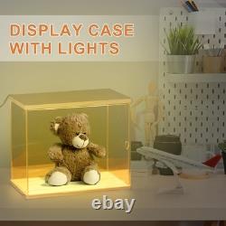 Clear Display Case, Figure Display Boxes with Square light, 24x7x8, White