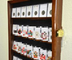 Coin Slab Display Case NGC PCGS ICG CAC Cabinet Cherry Wood Collector Shadow Box