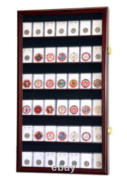 Coin Slab Display Case NGC PCGS ICG CAC Cabinet Cherry Wood Collector Shadow Box