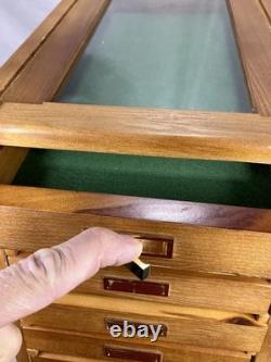 Collectors 7 Drawer Case Solid Wood Knives Display Case Coins Watches Medals
