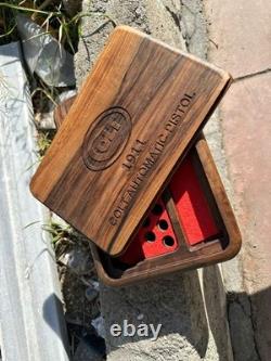 Colt 1911 Custom Design Walnut Wooden Presentation Case Display Box