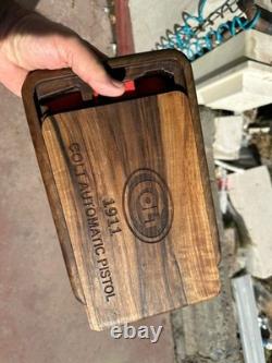 Colt 1911 Custom Design Walnut Wooden Presentation Case Display Box