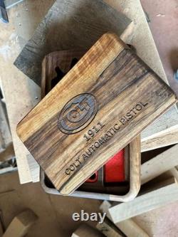 Colt 1911 Custom Design Walnut Wooden Presentation Case Display Box