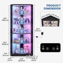 Corner Curio Cabinet with RGB Lights, 5-Tiers Display Cases for Collectibles