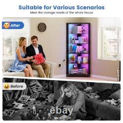 Corner Curio Cabinet with RGB Lights, 5-Tiers Display Cases for Collectibles