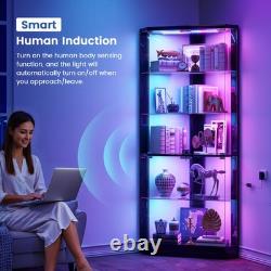 Corner Curio Cabinet with RGB Lights, 5-Tiers Display Cases for Collectibles