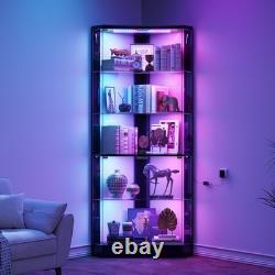 Corner Curio Cabinet with RGB Lights, 5-Tiers Display Cases for Collectibles