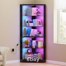 Corner Curio Cabinet with RGB Lights, 5-Tiers Display Cases for Collectibles
