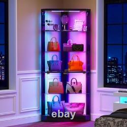 Corner Curio Cabinet with RGB Lights, 5-Tiers Display Cases for Collectibles