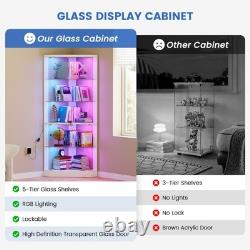 Corner Display Cabinet with RGB Lights, 5-Tiers Display Cases for Collectibles