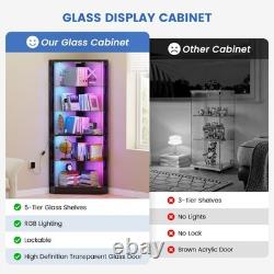 Corner Display Cabinet with RGB Lights for Figure/Trophy 5-Tier Display Case