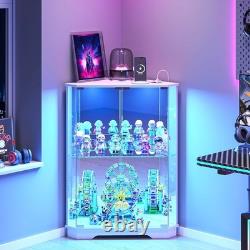 Corner Display Case LED Light & Charging Station Action Figure Car White Cabinet