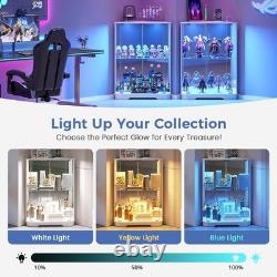 Corner Display Case LED Light & Charging Station Action Figure Car White Cabinet