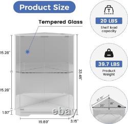 Corner Display Case LED Light & Charging Station Action Figure Car White Cabinet